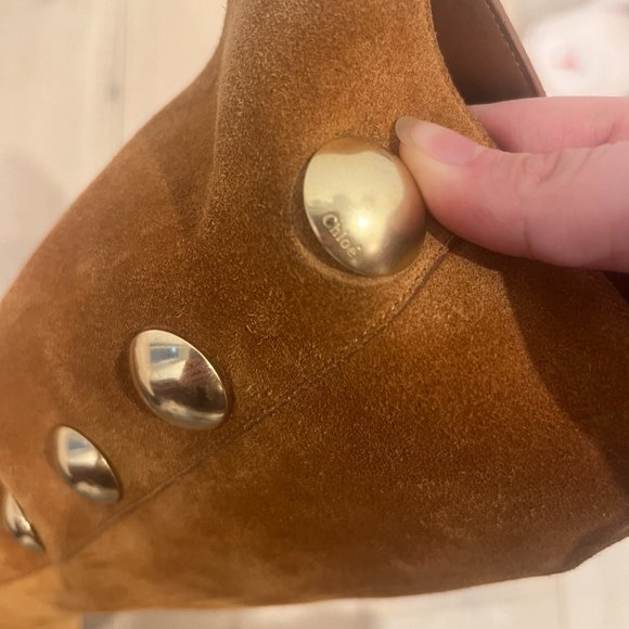 Chloé Suede Gold Button Knee-High Boots - Picture 4 of 6